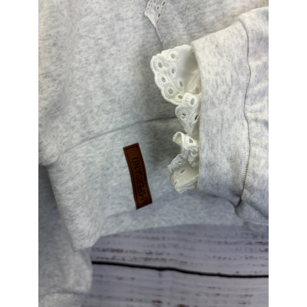Ampersand Avenue Tied With Love University Hoodie Gray Lace Floral XL NEW - Picture 5 of 11